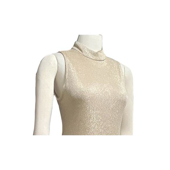 90s Filigree LTD Collection Metallic Gold Bodycon Gown Dress Made in USA Size 12 - Picture 8 of 9
